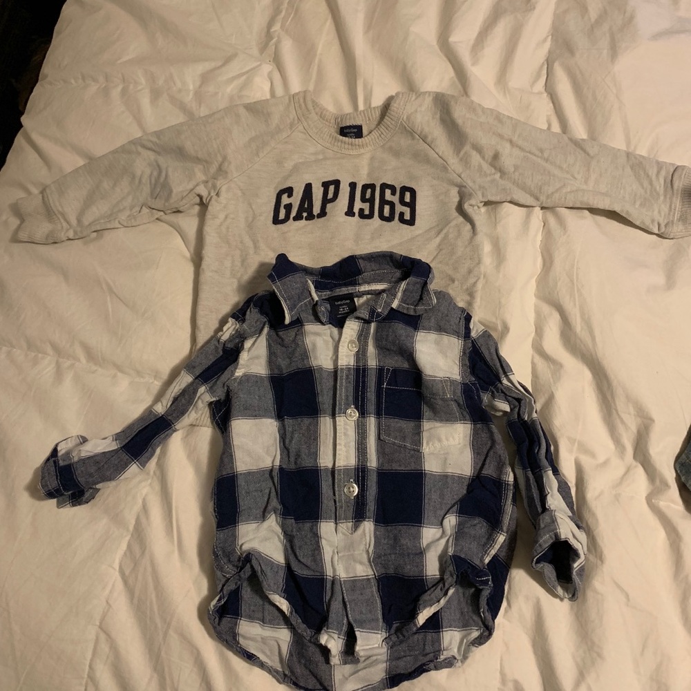 Baby gap sweatshirt and button up flannel
